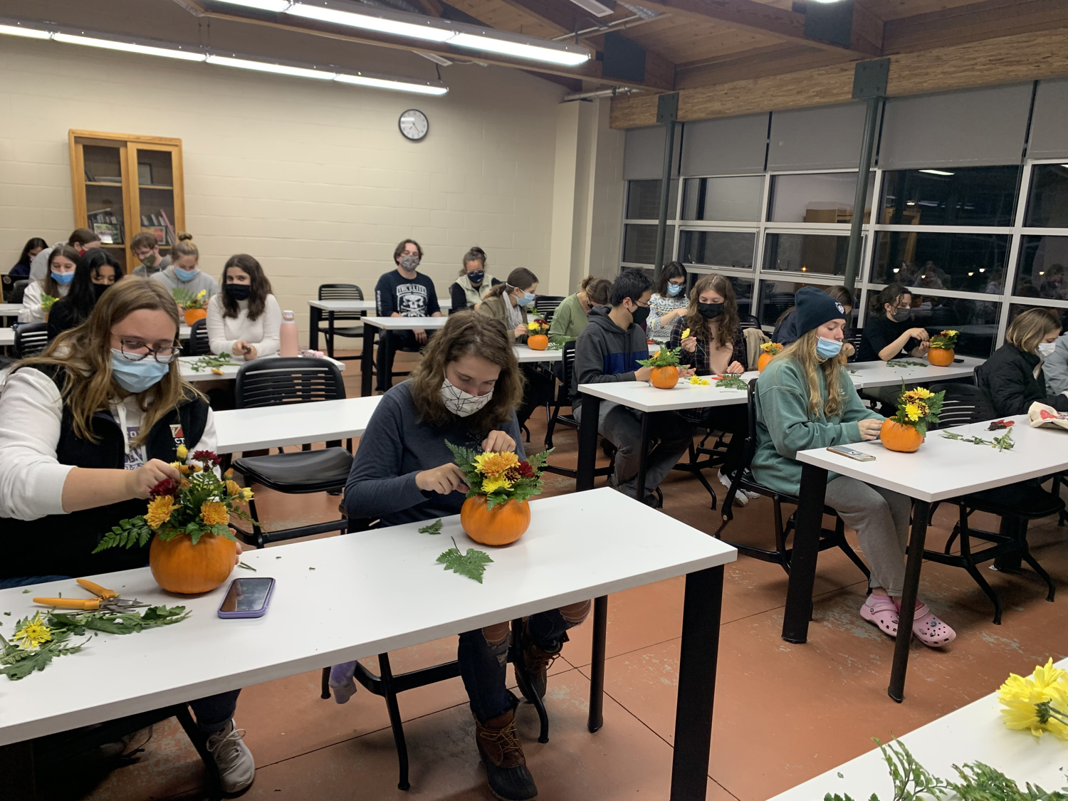 The Horticulture Club makes fall floral arrangements.