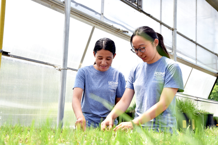 Students working in the greenhouse at Depot Campus